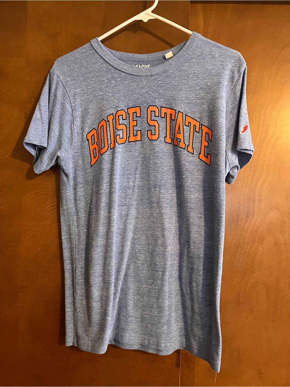 League Boise State Blue Heather Short Sleeve Tee with Orange Logo